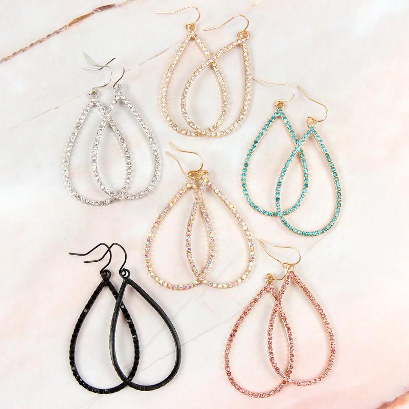 Glamorous Rhinestone Teardrop Hook Earrings