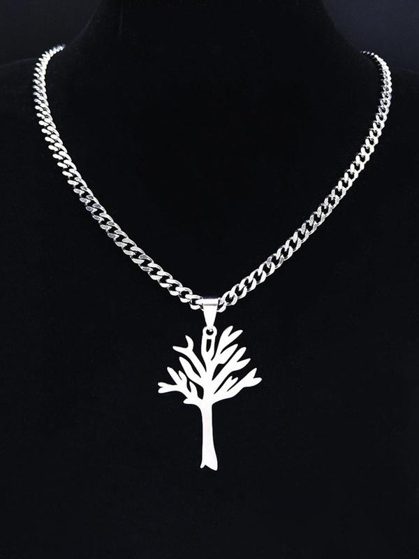 Tree Of Life Design Pendant Necklace, Stainless Steel Jewelry for Party, Daily Decor, Trendy All-match & Exquisite Jewelry for Birthday Gift