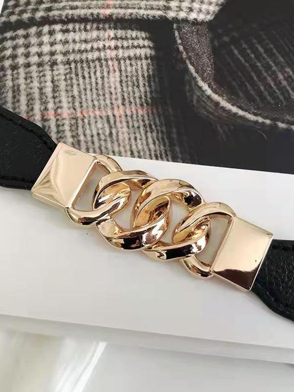 Women's Casual Plain Color Chain Decorated Skinny Belt,  Trendy Elegant Belt, Fashionable Waistband For Daily & Party Clothing Decoration