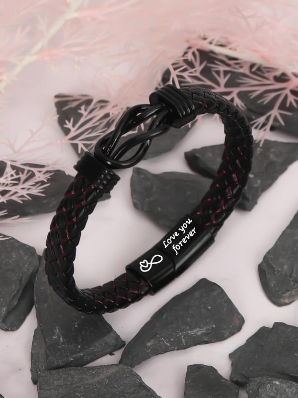 Men's Vintage Letter Engraved Braided Bracelet, Fashionable Jewelry for Party, Daily Clothing Decor, Trendy All-match & Exquisite Jewelry for Birthday Gift