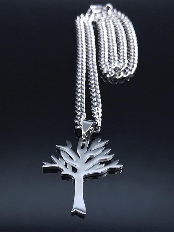 Tree Of Life Design Pendant Necklace, Stainless Steel Jewelry for Party, Daily Decor, Trendy All-match & Exquisite Jewelry for Birthday Gift