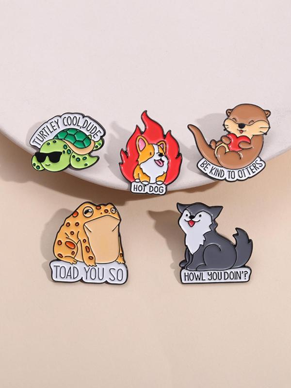 Cute Cartoon Animal & Letter Design Brooches, Exquisite Clothes Accessories for Men & Women Suitable for Backpacks, Jeans, Scarves, Hats Decoration Fixed Buckle