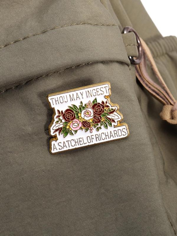 Vintage Letter & Floral Design Brooch, Cute Clothes Badge for Women & Men, Enamel Pin Suitable for Backpacks, Jeans, Scarves, Hats Decoration