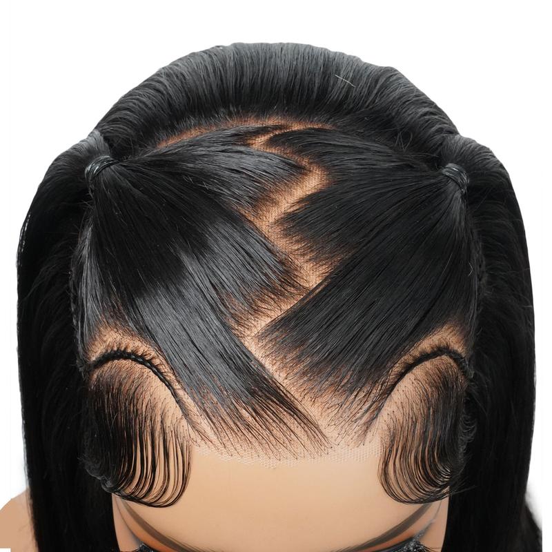 SuperNova Human Hair Straight  13*4 Lace Front Ready To Go Pre Braided Bob Wigs