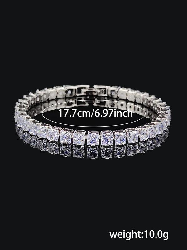 Exquisite Sparkling Rhinestone Decorated Chain Bracelet, 2024 Trendy Elegant and Light Luxury Hand Shiny Dainty Jewelry for Women and Girls, Fashion Matching Accessories, Holiday Gift