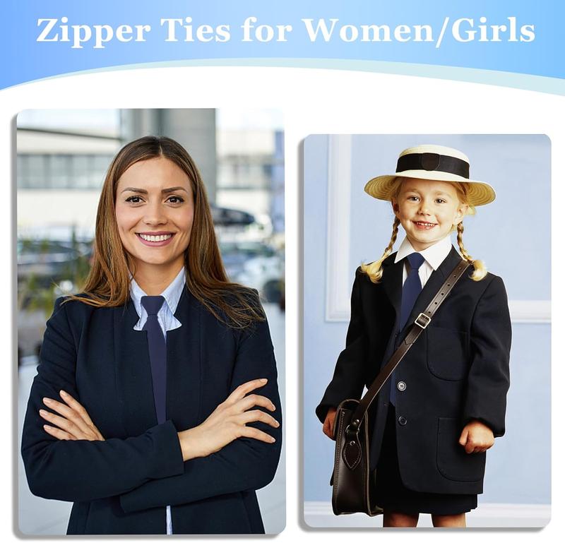 Zipper Ties for Women, Pre-tied Adjustable Boys Girls  Ties for Business, School , JK JC