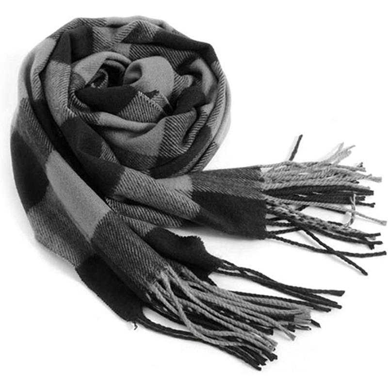 Men's Scarves Classic Arrival Winter Plaid Scarf Tassel Edge Soft Warm Scarf