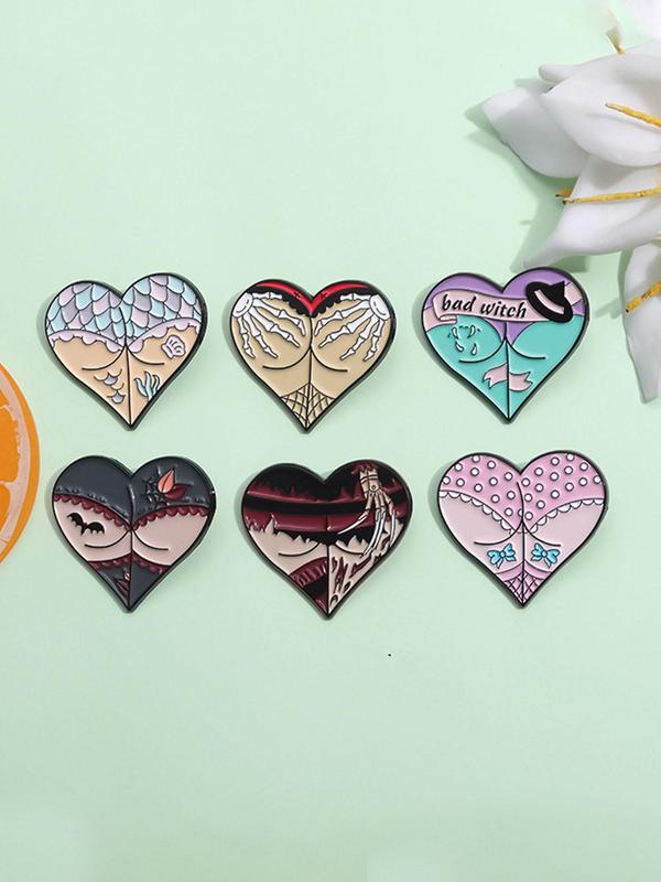 Cartoon Heart Design Brooch, Fashion Alloy Badge for Women & Men, Enamel Pin Suitable for Backpacks, Jeans, Scarves, Hats Decoration