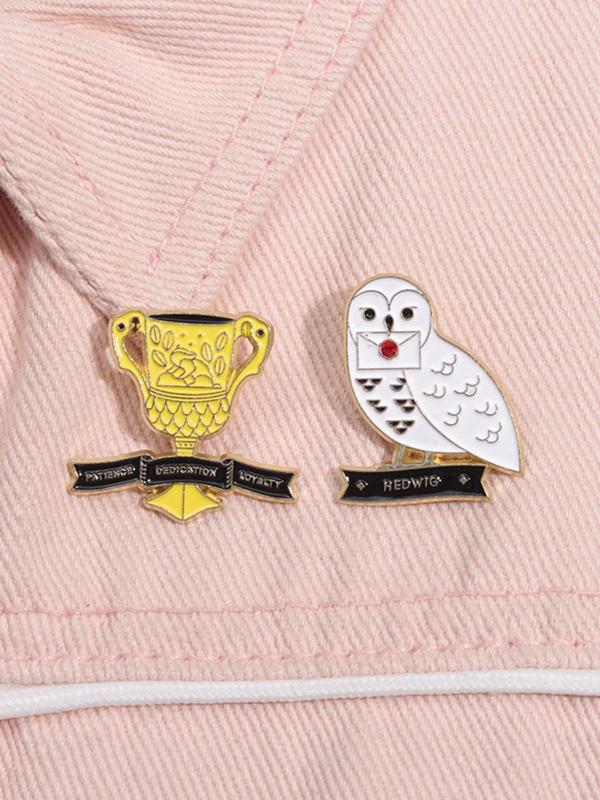 Cute Cartoon Owl & Trophy Design Brooch, Fashion Accessories for Women & Men, Trendy All-match & Exquisite Brooch for Birthday Gift