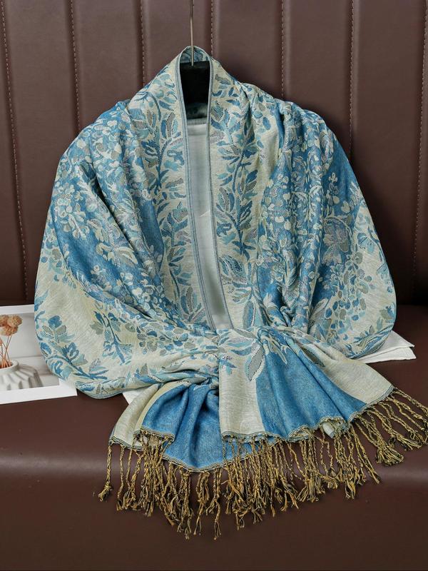 Floral Print Tassel Decor Long Scarf, Casual Soft Comfortable Shawl for Women, Fashion Accessories for Daily Wear