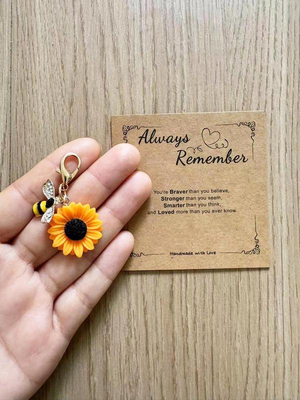 Cute Bee & Flower Design Keychain, Colorblock Keychain for Women & Men for Daily Clothing Decor, Trendy All-match & Exquisite Keychain for Birthday Gift