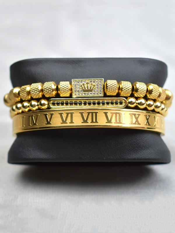 Men's Punk Style Crown Design Bangle Bracelet, Fashion Jewelry for Party, Daily Clothing Decor, Trendy All-match & Exquisite Matching Bracelet for Birthday Gift