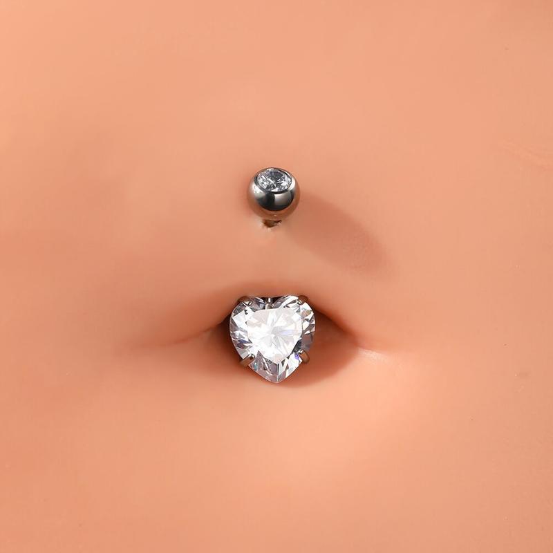 Oufer 14G Titanium Classic Heart CZ Belly Button Ring