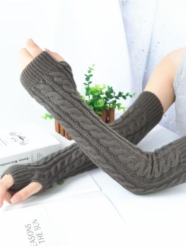 Women's Solid Color Thumb Hole Design Long Gloves, Casual Boho Style Warm Gloves for Fall & Winter, Fashion Accessories for Women & Girls