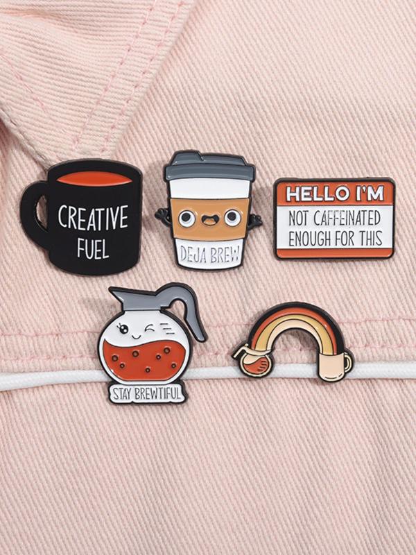 Coffee Cup Design Brooch, Cute Cartoon Coffee Cup Design Brooch, Fashion Alloy Accessories for Daily Decoration, Enamel Pin Suitable for Backpacks, Jeans, Scarves, Hats Decoration