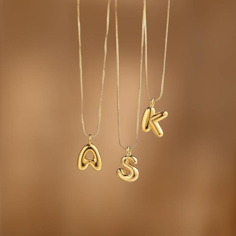 CHESKY bubble letter necklace, dainty balloon letter pendant, all-match, exquisite jewelry for BlackFriday christmas 2024 ornament necklace