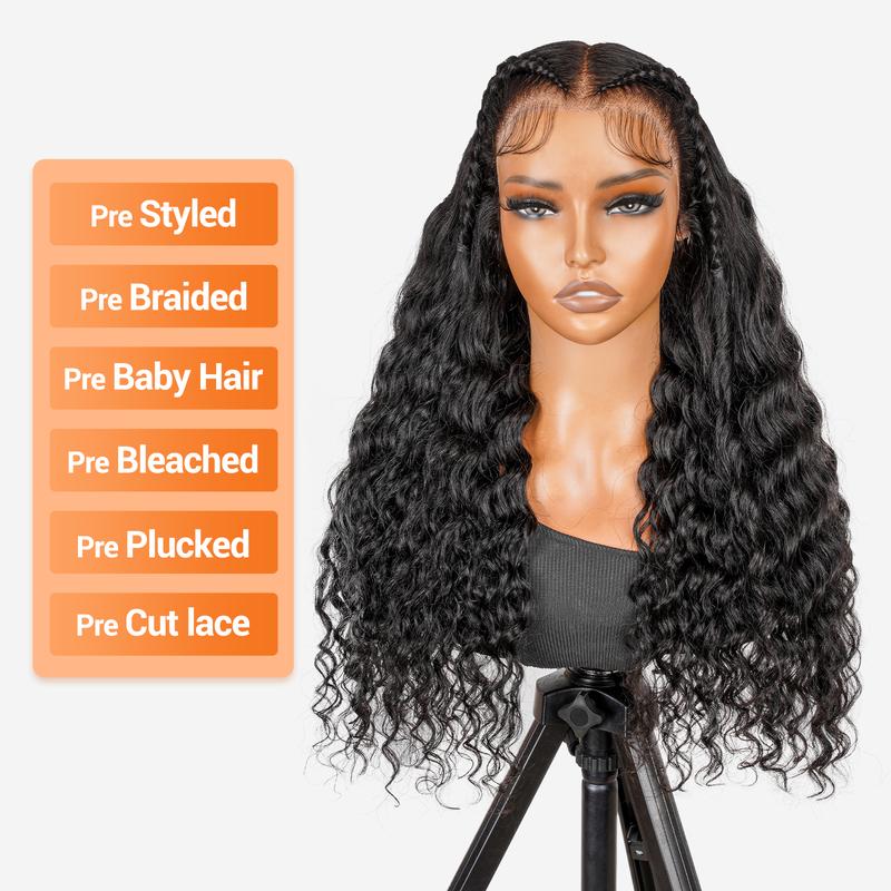 Wiggins Hair 13x6 Stylist Wig Glueless Braided Human Hair Wigs Loose Deep Wave Lace Front Wigs Human Hair Glueless Wigs Ready To Wear Glueless Wig