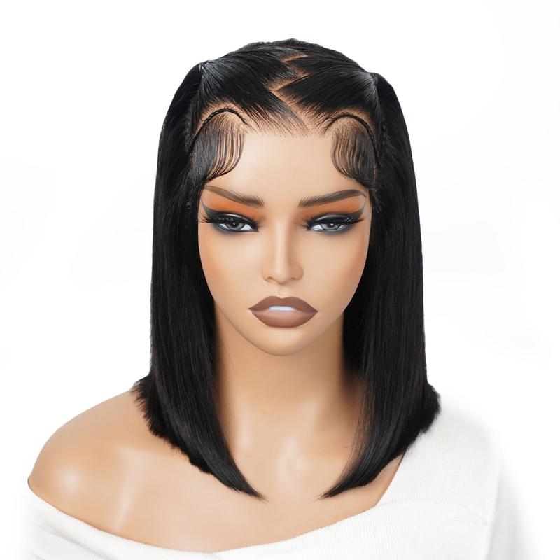 SuperNova Human Hair Straight  13*4 Lace Front Ready To Go Pre Braided Bob Wigs