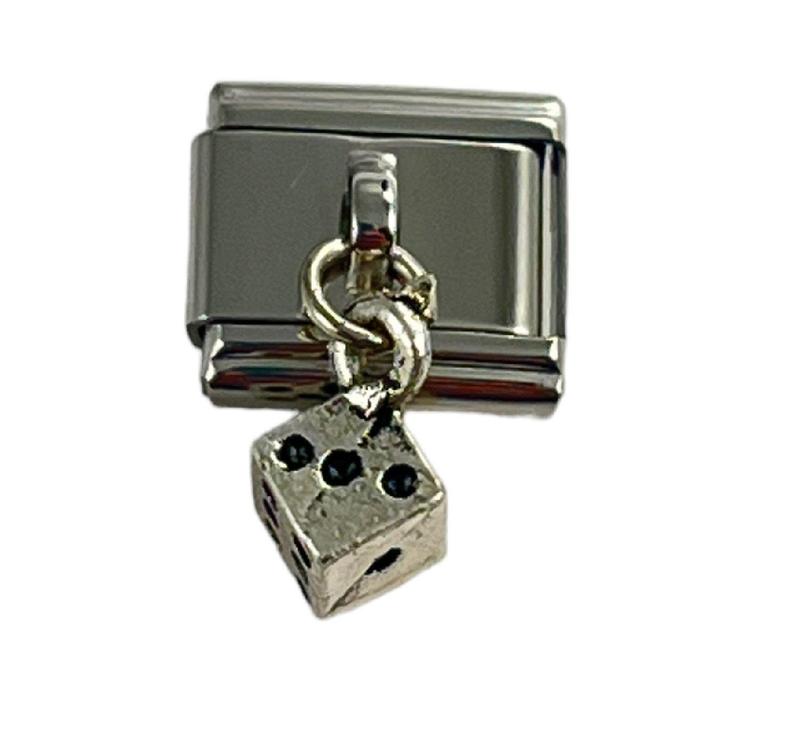 Italian Charm Link Dangle Dice Charm 9mm