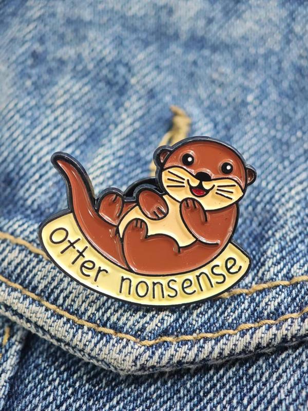 Cute Otter Design Brooch, Fashion Alloy Badge for Daily Clothing Decor, Trendy All-match & Exquisite Brooch for Birthday Gift