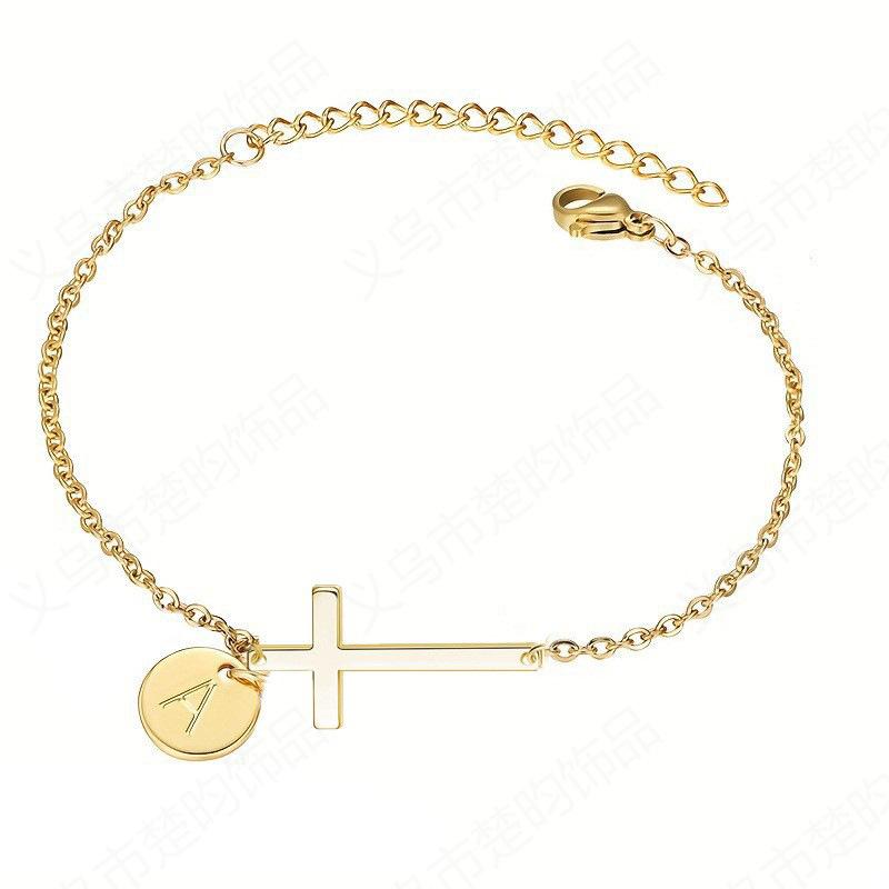 New Women's Cross Bracelet, Round 26-Letter Bracelet Fashion Exquisite Cross Communion Jewelry