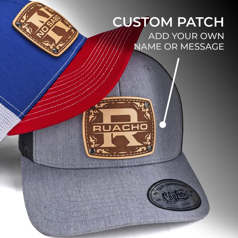 Custom Initials Hat with Engraved Leather Patch