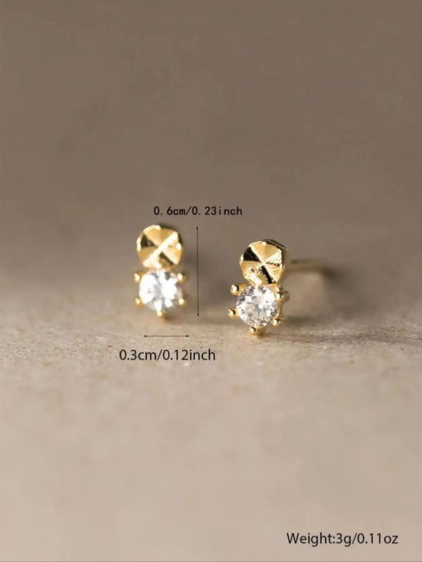 Women's Elegant Rhinestone Decor Stud Earrings, 1 Pair Trendy Minimalist Stud Earring, Chic Exquisite Jewelry for Daily & Party Decor