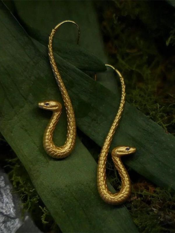 Vintage Snake Design Dangle Earrings, Fashionable Jewelry for Women, Daily Clothing Decor, Trendy All-match & Exquisite Jewelry for Birthday Gift