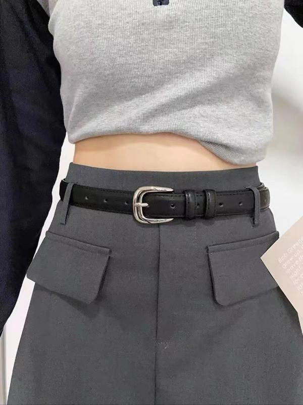 Women's Fashionable Solid Color PU Leather Belt, Casual Waistband for Jeans, Fashion Belt for Party, Daily Clothing Decor, Trendy All-match & Exquisite Belt for Birthday Gift