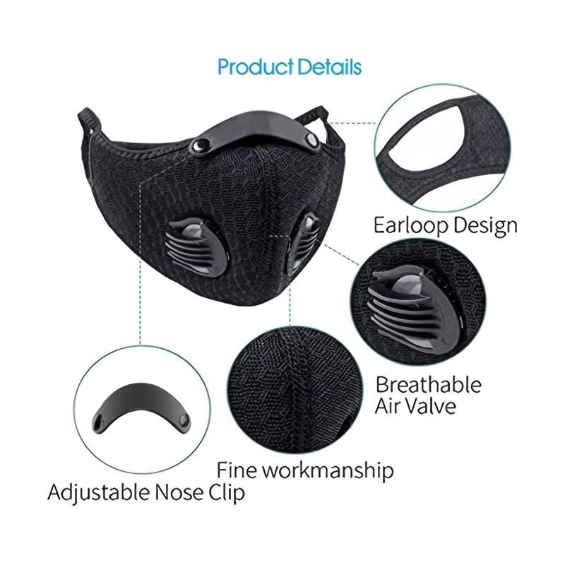 Detachable Face Mask, 1 Count Reusable Breathable Cycling Face Mask with Exhalation Valve, Dustproof Mask for Men & Women