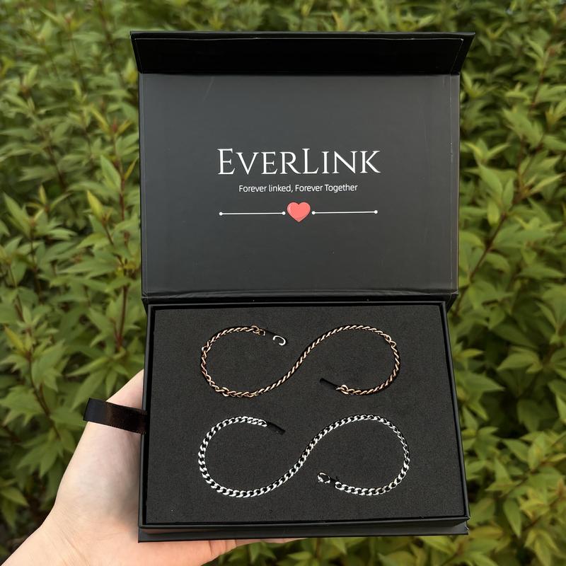 Everlink Unisex Permanent Couples Bracelets with Special Clasp - Perfect Date Night Gift for Anniversary and Birthday