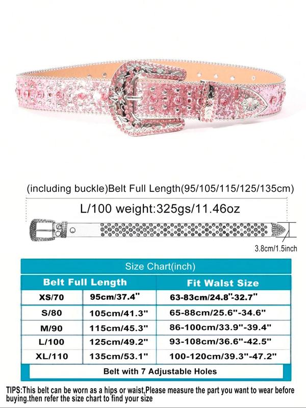 Y2k Style Cross Design Rhinestone BB Belt for Women, Designer Belt, Punk Style Bling Bling Belt for Jeans, Belt for Party, Daily Decor, Trendy Belt for Birthday Gift