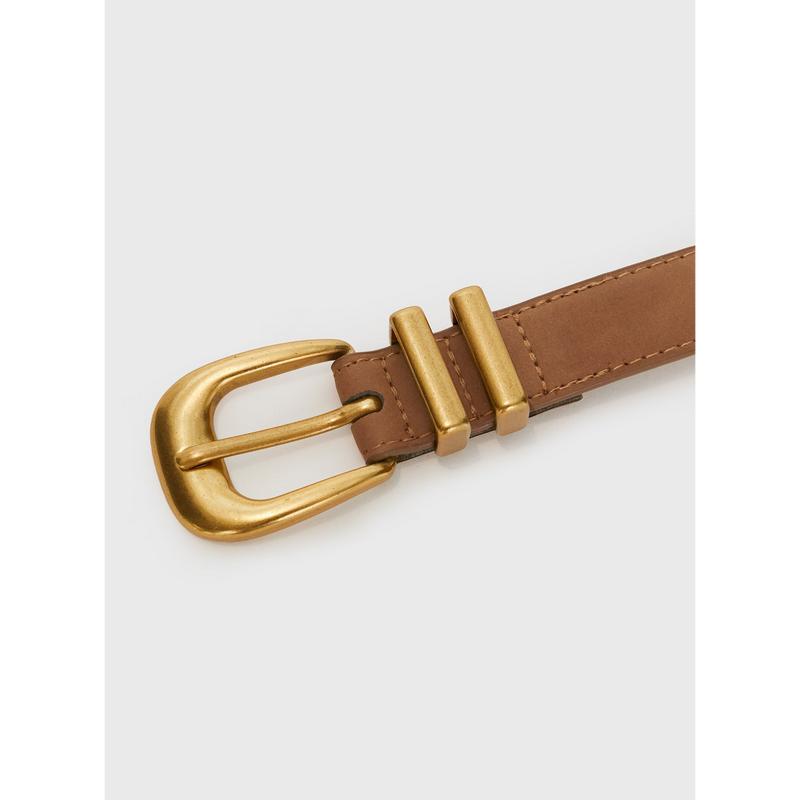 Duncani Faux Suede Belt Brown Gold