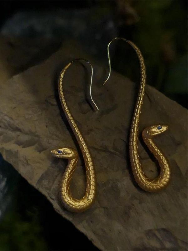 Vintage Snake Design Dangle Earrings, Fashionable Jewelry for Women, Daily Clothing Decor, Trendy All-match & Exquisite Jewelry for Birthday Gift