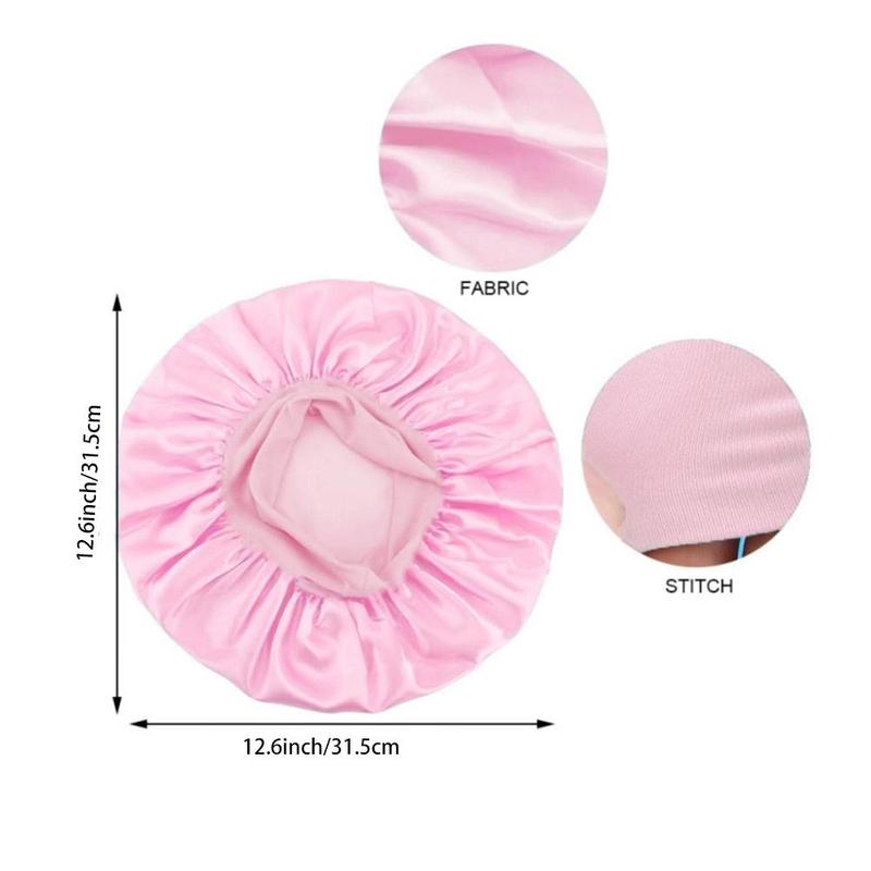 Solid Color Heatless Hair Styling Satin Bonnet, Silky Satin Hair Bonnet with Wide Elastic Band for Sleeping Showering & Hair Styling, Christmas Gift