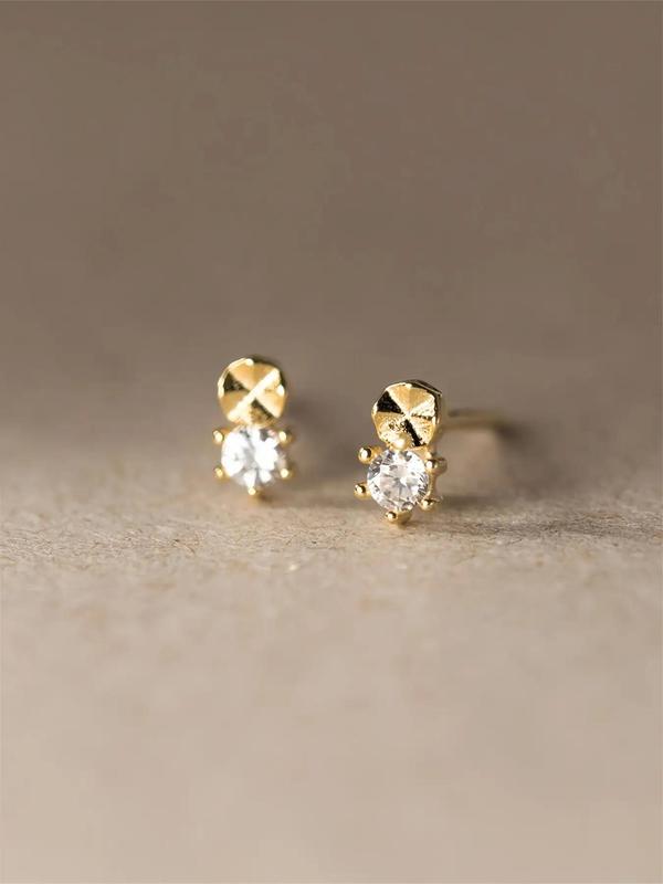 Women's Elegant Rhinestone Decor Stud Earrings, 1 Pair Trendy Minimalist Stud Earring, Chic Exquisite Jewelry for Daily & Party Decor