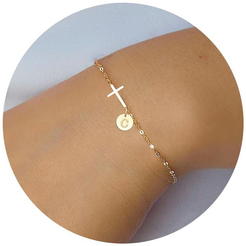 New Women's Cross Bracelet, Round 26-Letter Bracelet Fashion Exquisite Cross Communion Jewelry