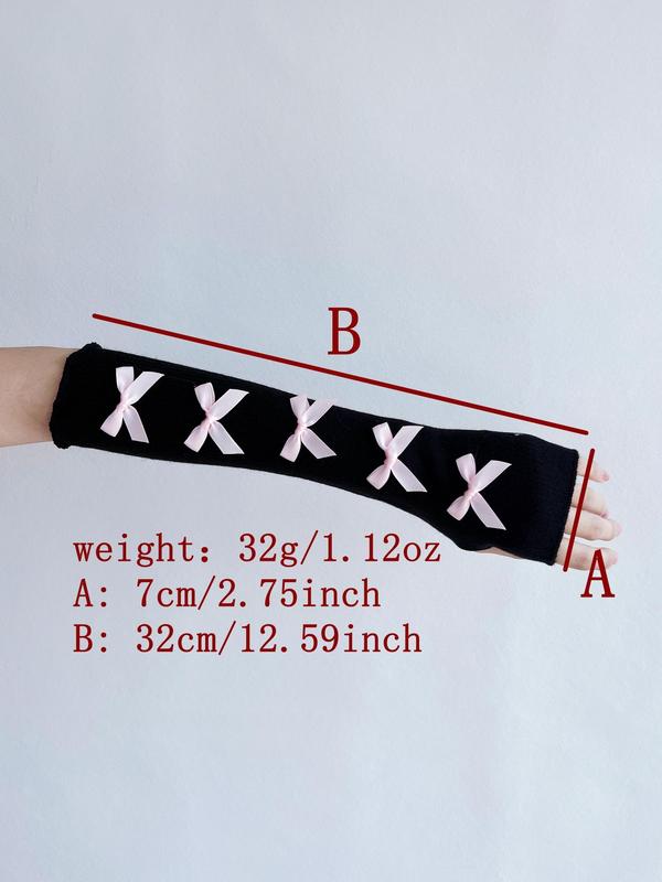 Women's Cute Bow Decor Arm Sleeves, 1 Pair Fashion Casual Arm Sleeves for Daily Wear, Elegant All-match Gloves for Women & Girls