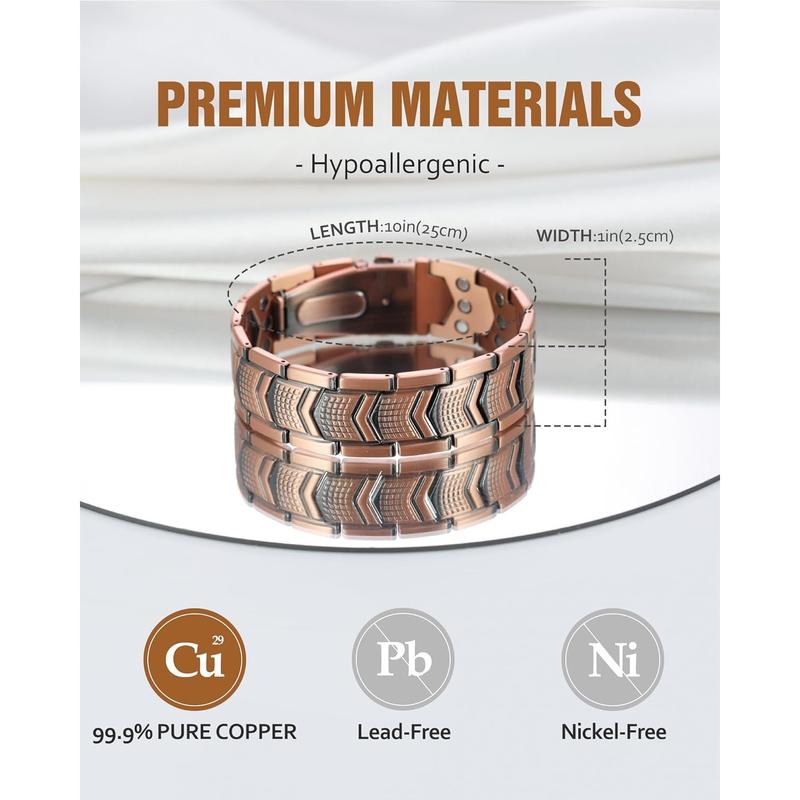 Jecanori Copper Bracelet for Men - Premium Fold-Over Clasp