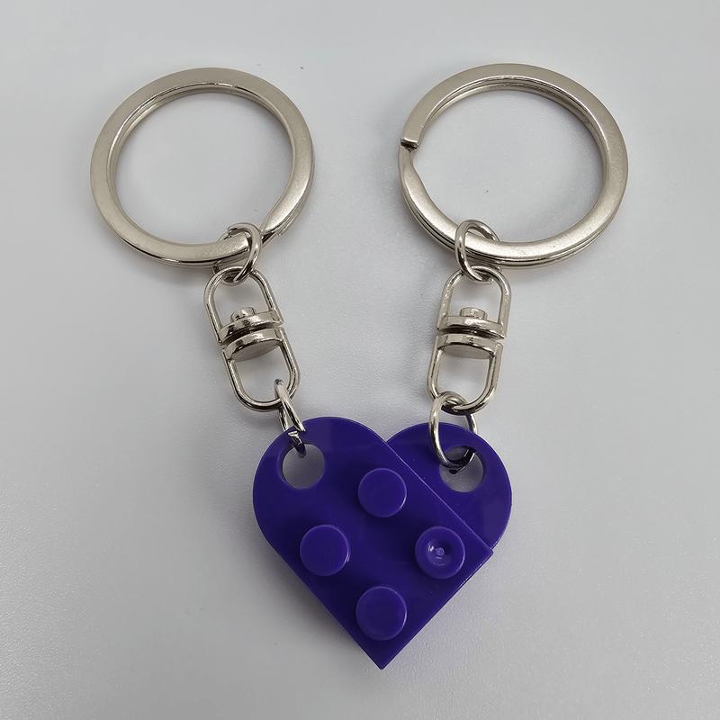 Heart Keychain, Matching Keychain for Couples, Gift for Boyfriend Girlfriend, Building Block Creative Colorful Keychains, Fashion Keychains Accessories, Valentines Day Gift