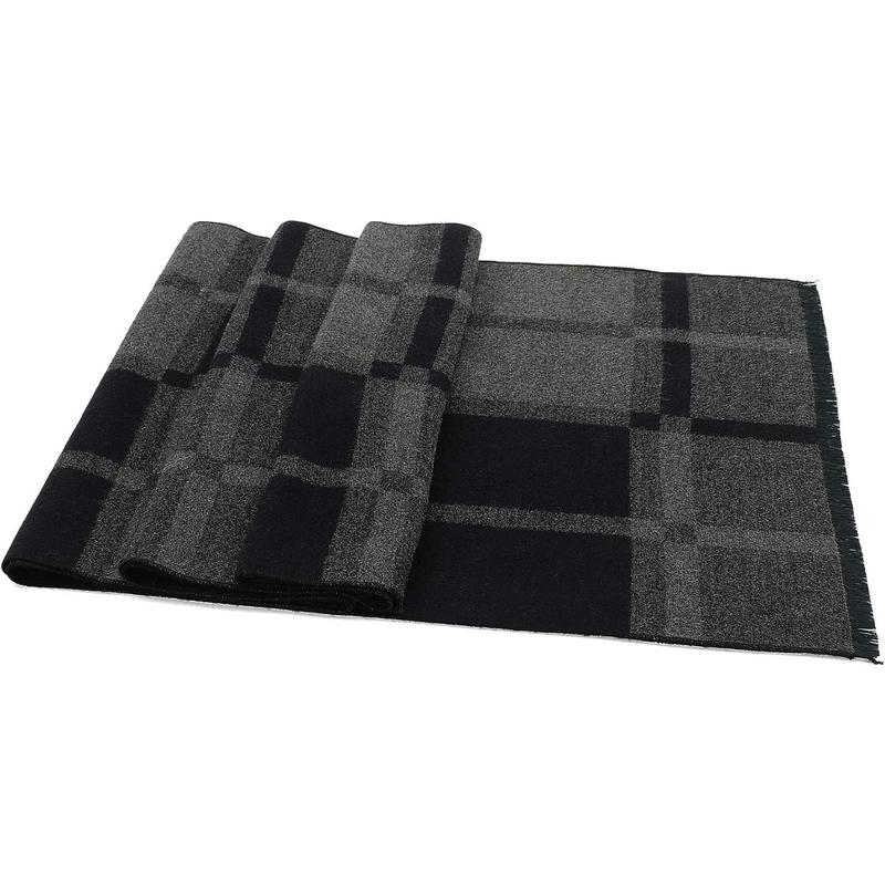 Mens Winter Warm Long Soft Scarf Plaid Tassel Scarf for Men Soft Classic Scarves