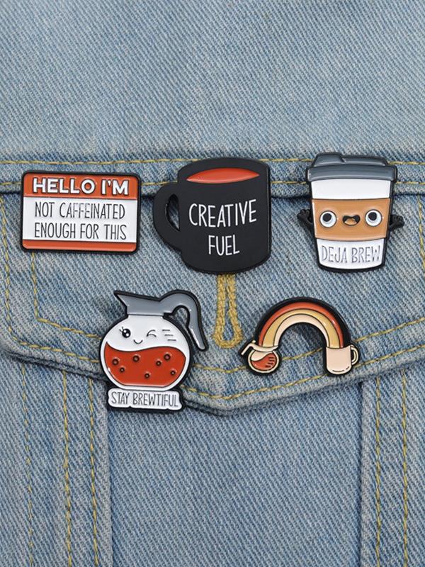 Coffee Cup Design Brooch, Cute Cartoon Coffee Cup Design Brooch, Fashion Alloy Accessories for Daily Decoration, Enamel Pin Suitable for Backpacks, Jeans, Scarves, Hats Decoration