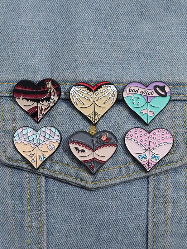 Cartoon Heart Design Brooch, Fashion Alloy Badge for Women & Men, Enamel Pin Suitable for Backpacks, Jeans, Scarves, Hats Decoration