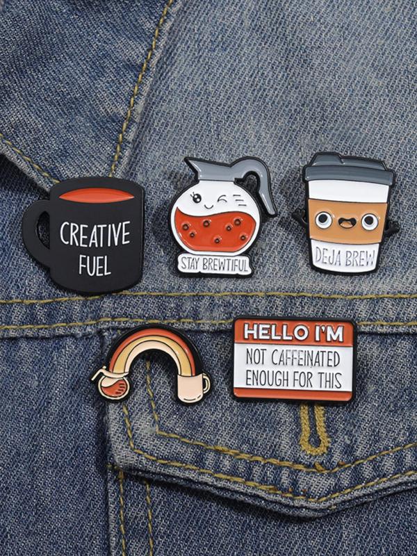 Coffee Cup Design Brooch, Cute Cartoon Coffee Cup Design Brooch, Fashion Alloy Accessories for Daily Decoration, Enamel Pin Suitable for Backpacks, Jeans, Scarves, Hats Decoration