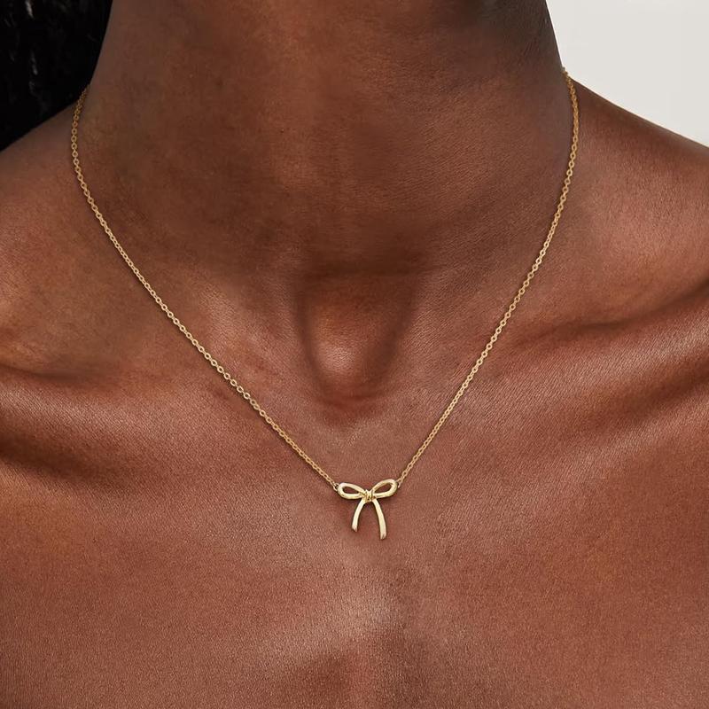 Bow Necklace  Delicate Necklace for Women - Cute Small Tiny Bow pendant Necklace Trendy Gold  Stylish necklace for women exquisite Autumn Blackfriday gift