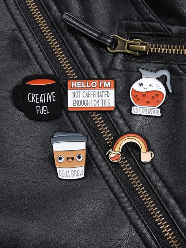 Coffee Cup Design Brooch, Cute Cartoon Coffee Cup Design Brooch, Fashion Alloy Accessories for Daily Decoration, Enamel Pin Suitable for Backpacks, Jeans, Scarves, Hats Decoration