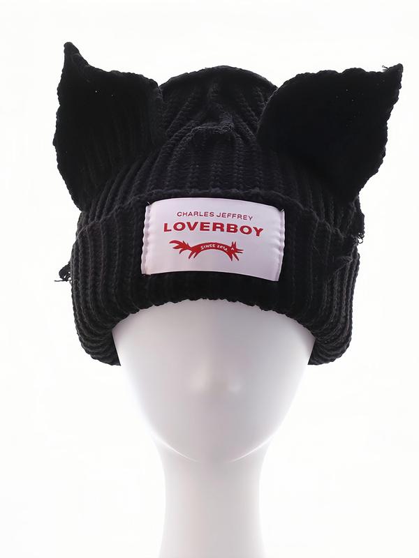 Cute Cat Ear Design Beanie Hat, Fashionable Beanie Hat for Fall & Winter, Casual Trendy Accessories for Women & Men