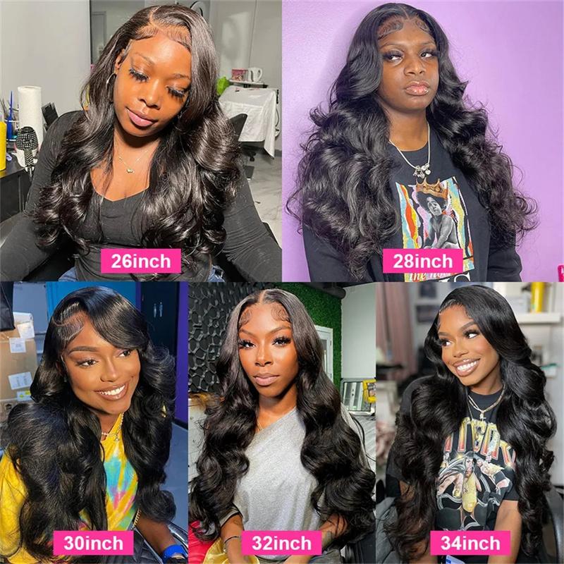 HD Transparent 13x4 13x6 Body Wave Lace Front Wig Pre Plucked Lace Frontal Wig Human Hair Wigs For Women Buy 1 Body Wave Wig Get 1 Pink Bag 1 HD Wig Cap 1 Brown Wig Cap and 1 Eyelashes