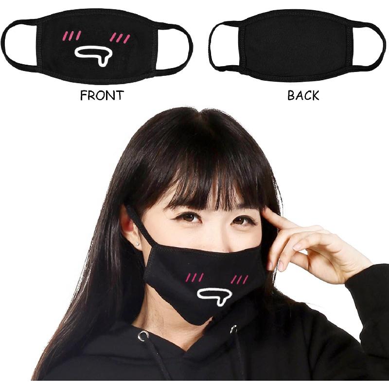 Kawaii Muffle Mask, 5 Pack Anti-Dust Anime Cotton Mouth Mask Cute Kaomoji Face Mask