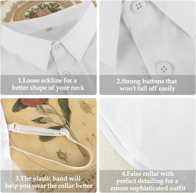 (3 Sizes:L M S) Fake Collar,White Collar,Faux Collar Women,Half Shirts for Women,Dickey Collar for Men,Detachable Collar neckties